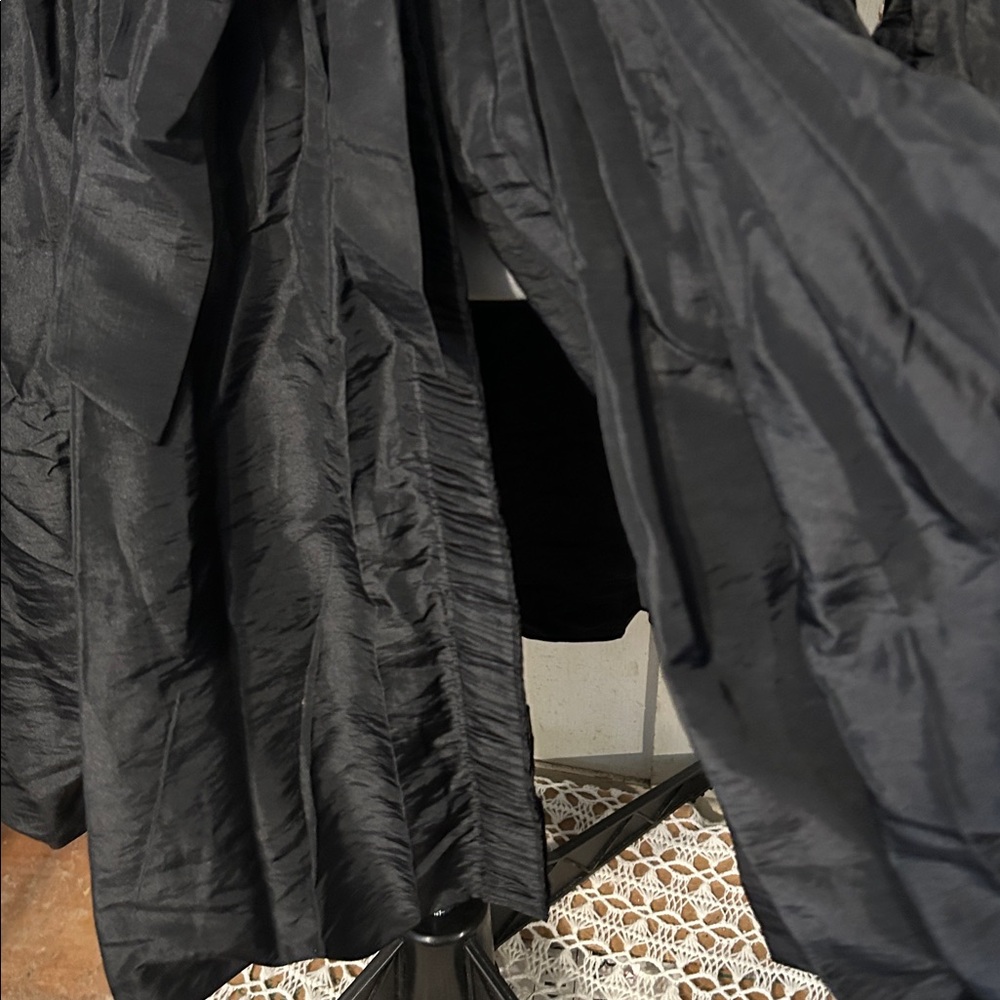 Ex Cond Jerry T Dress Coat Shacket Black Sz XL Crisp Crinkle Metallic Taffeta - Picture 16 of 16